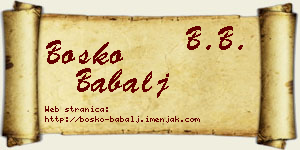 Boško Babalj vizit kartica